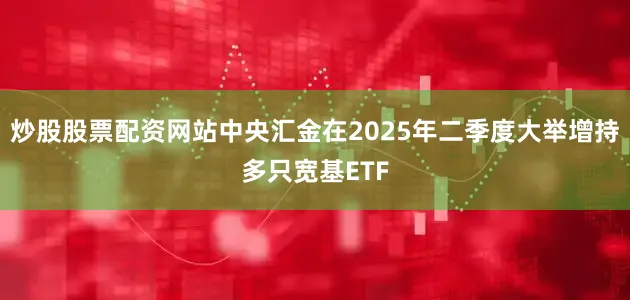 炒股股票配资网站中央汇金在2025年二季度大举增持多只宽基ETF